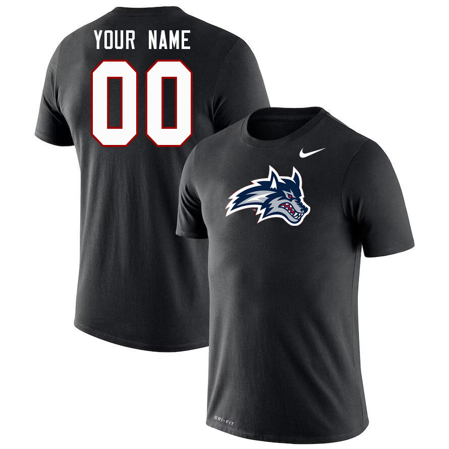 Custom Stony Brook Seawolves Name And Number T-Shirts-Black